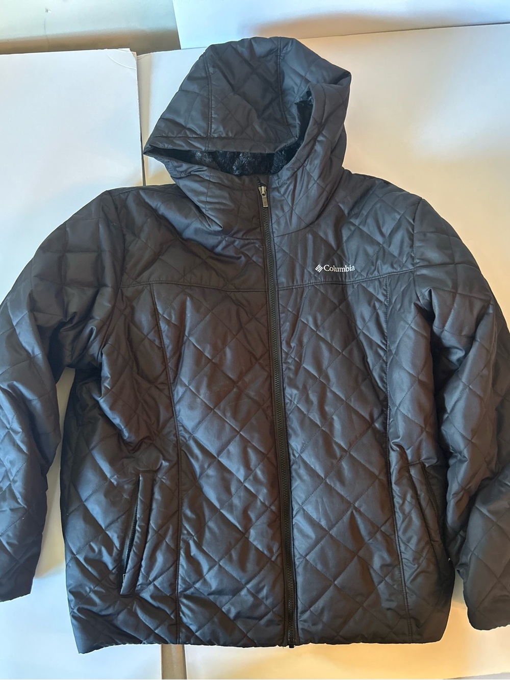 Columbia Women’s 2X Black Quilted Hooded Sherpa Lined Winter Jacket